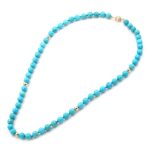 6mm Turquoise Bead Station Necklace in 14k Gold