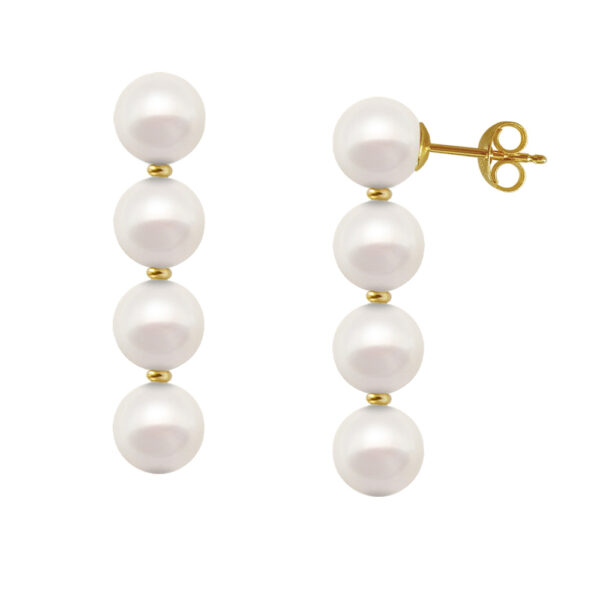 Elegant Drop Earrings Four Freshwater Pearls White 6.5-7mm