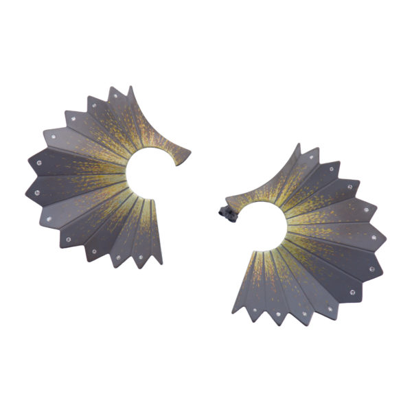 Dragon Feathers Earrings in Titanium with Diamonds