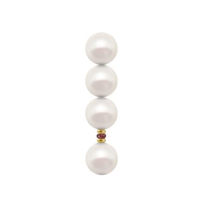 Ruby Drop Earrings Four Freshwater Pearls White 6.5-7mm