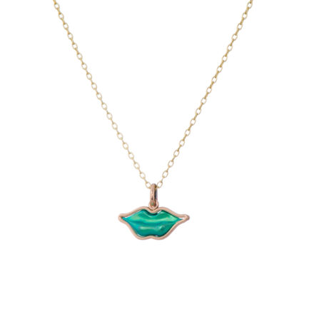 Kiss me Lips Pendant Necklace in 18k Gold and Green Titanium
