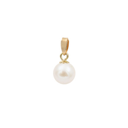 White Japanese 6-6.5mm Akoya Cultured Pearl Solitaire Necklace Pendant