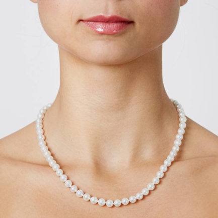 6.5-7mm White Freshwater Cultured Pearl Necklace in k14 Gold