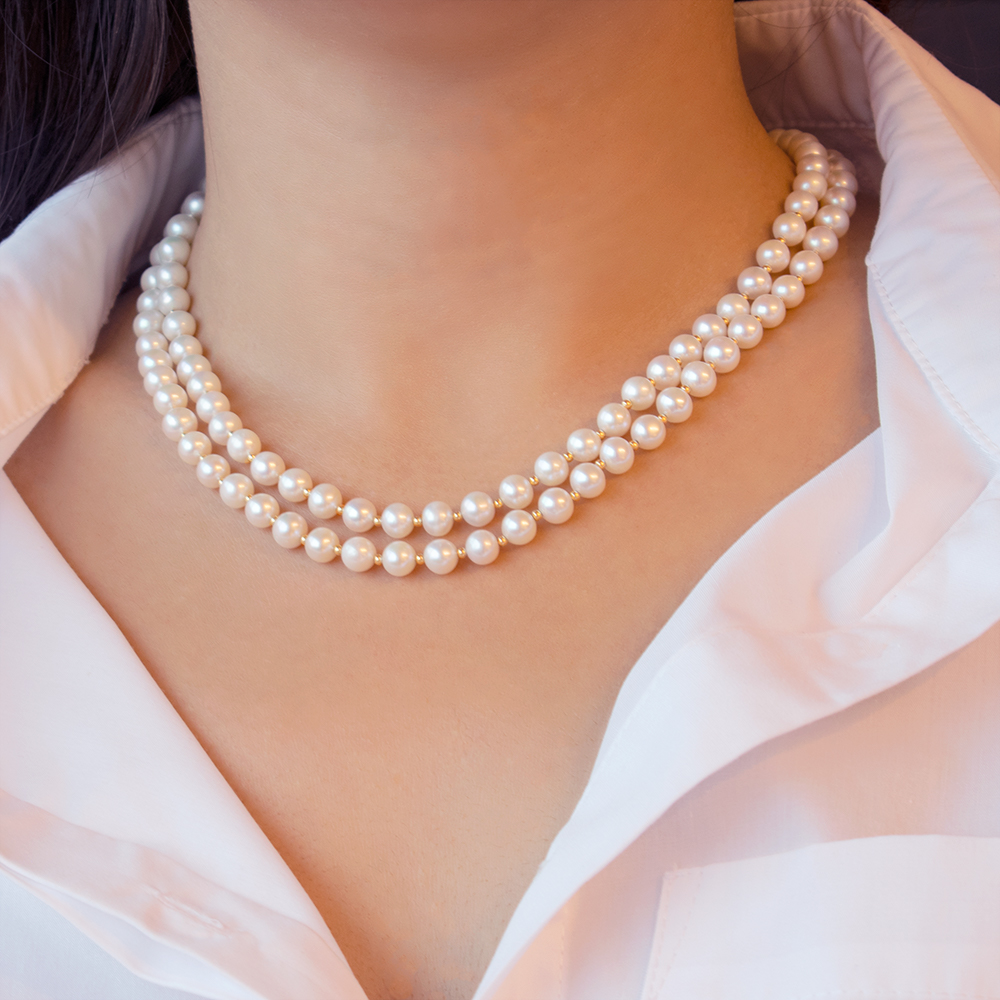 お得な特別割引価格） Necklace with a double strand of pearls