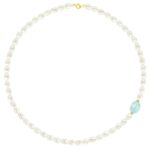 Pearl & Aquamarine Necklace 6–7mm in 14K