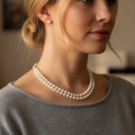 Two-Row Freshwater Pearl Necklace 7.5–8mm in 14K