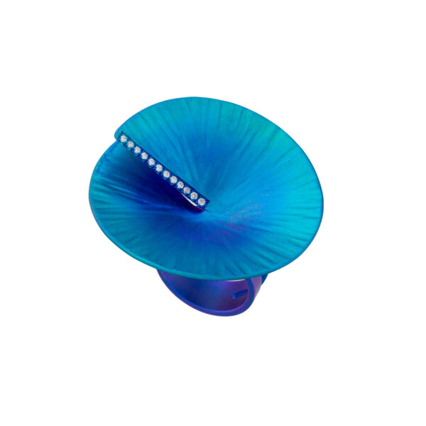 Water Lily Ring in Titanium and Diamonds R152946-GIA a