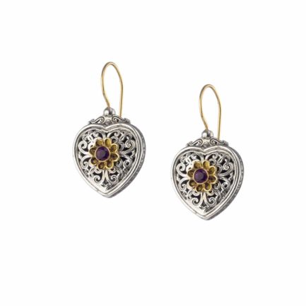 Heart Earrings for Women’s 18k Yellow Gold and Sterling Silver 925