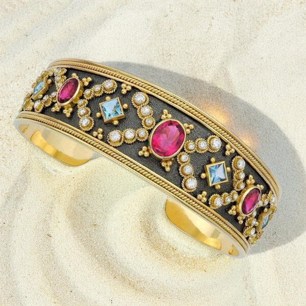 18K Gold Byzantine Cuff Bracelet