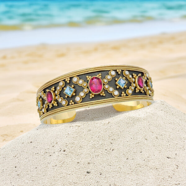 18K Gold Byzantine Cuff Bracelet