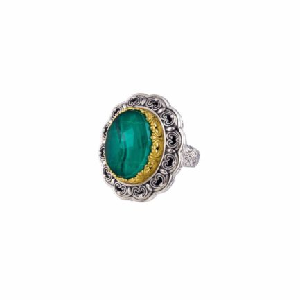 Oval Color Ring Sterling Silver 925 with Gold Plated parts