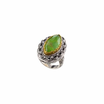 Color Navette Ring Sterling Silver 925 with Gold Plated parts