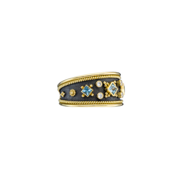 Aquamarine Byzantine Band Ring R152218-k b