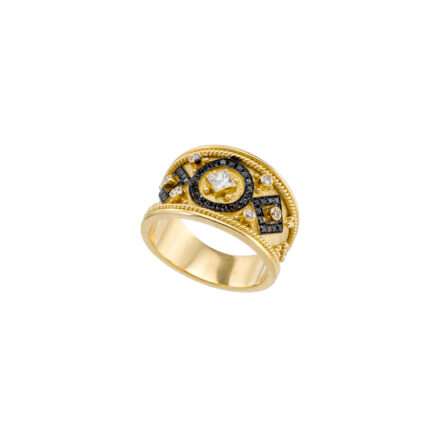Black Diamonds Gold Band Ring R152212-k