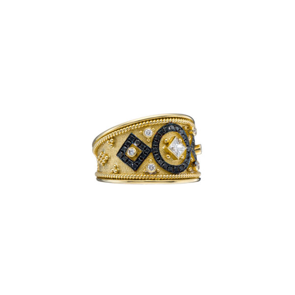 Black Diamonds Gold Band Ring R152212-k b