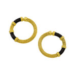 Black & Gold-Tone Woven Hoop Earrings