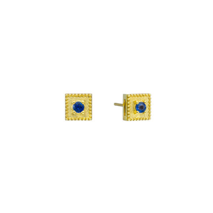 Blue Sapphire Stud Earrings in 18k