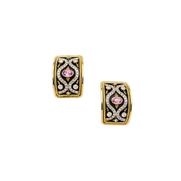Byzantine Diamond & Pink Aqua Earring