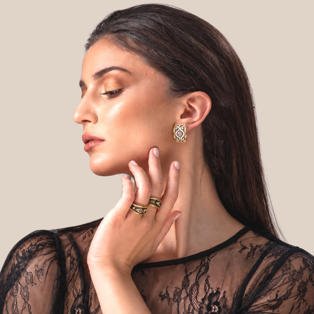 Byzantine Diamond & Pink Aqua Earring
