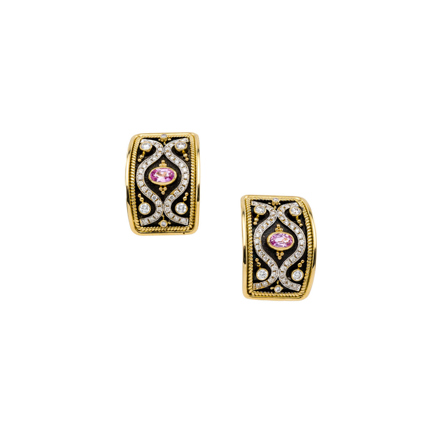 Byzantine Diamond & Pink Aqua Earring