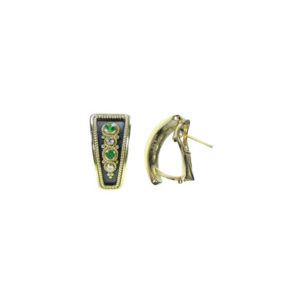 Byzantine Tsavorite and Diamond Hoop Earrings