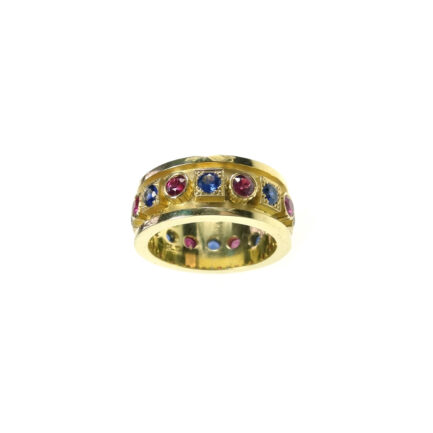 Column Gold Band Ring with Mixed Stone R152539-k a