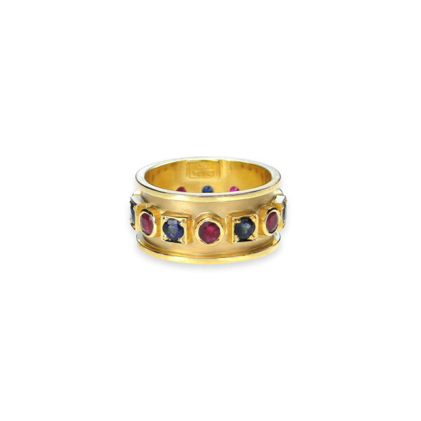 Column Gold Band Ring with Mixed Stone R152539-k b