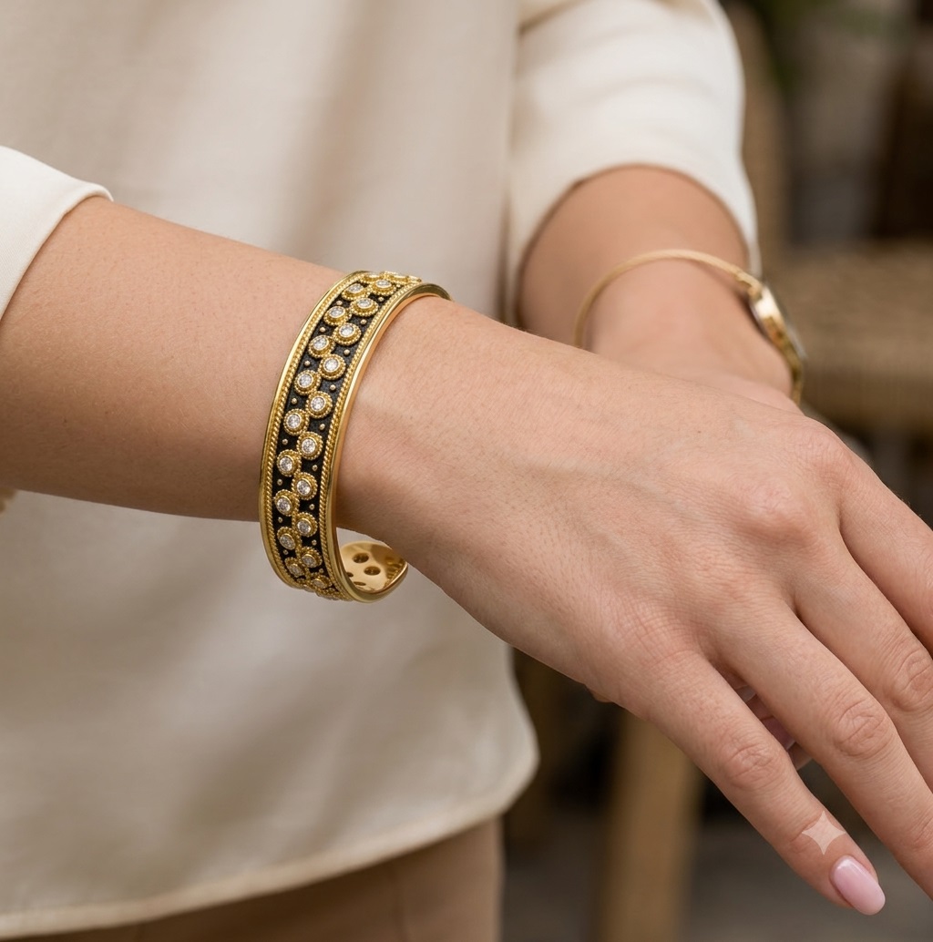 Cuff Bracelet Diamonds k18 gold