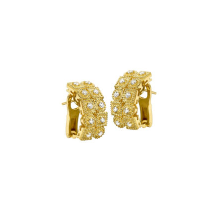 Double row Diamond Half Earrings E152816-k