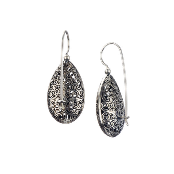 Teardrop Filigree Earrings in Gold plated silver 925 - Image 4