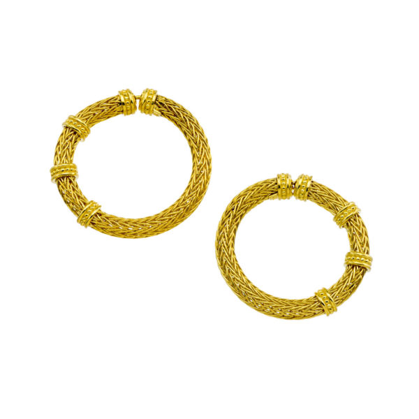Byzantine Chain Hoop Earrings 4mm in 18k Yellow Gold