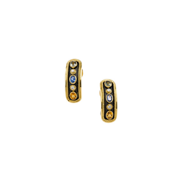 Gemstone Set Hoop Earrings E152808-k cm