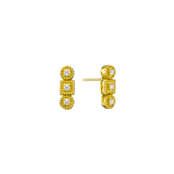 Geometric Diamond Stud Earrings in 18k