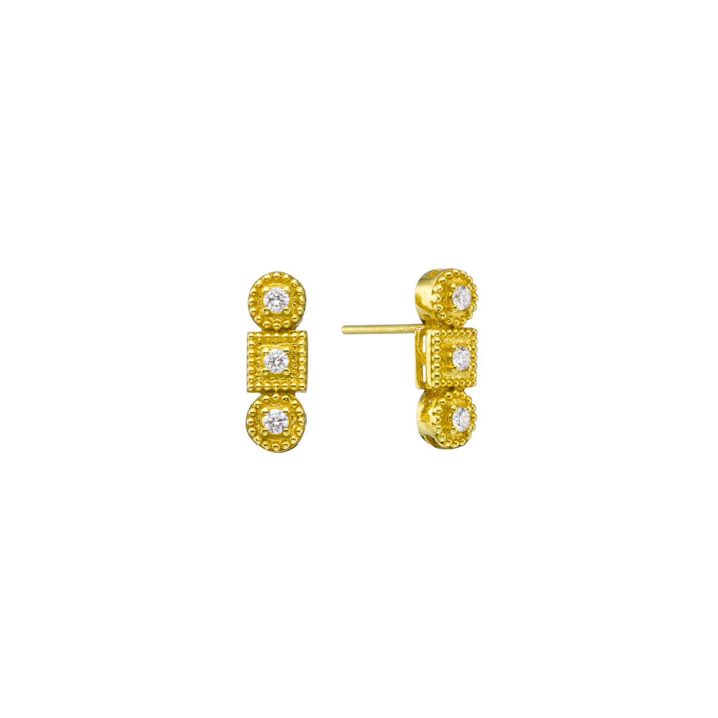 Geometric Diamond Stud Earrings in 18k