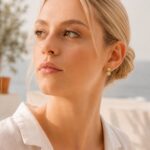 Geometric Double Diamond Stud Earrings in 18k