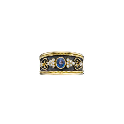 Gold Band Ring Sapphire R152216-k a