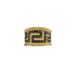 Greek Key Band Ring Gold with Diamonds R152220-k a