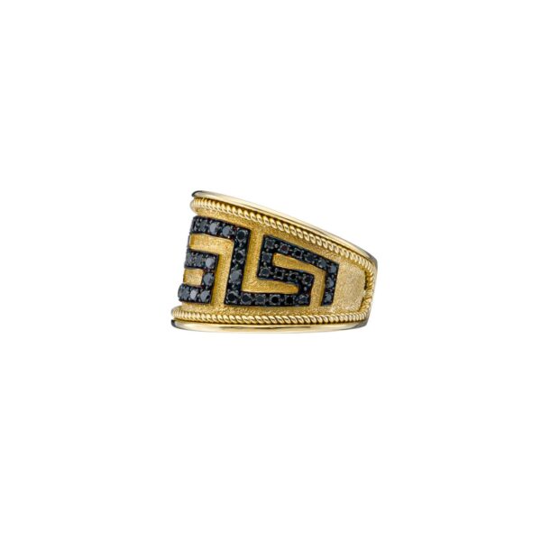 Greek Key Band Ring Gold with Diamonds R152220-k b