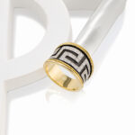 Greek Key Band Ring Gold with Diamonds R152221-k