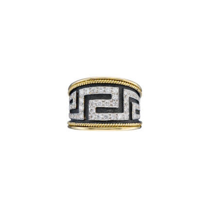 Greek Key Band Ring Gold with DiamondsR152221-k a