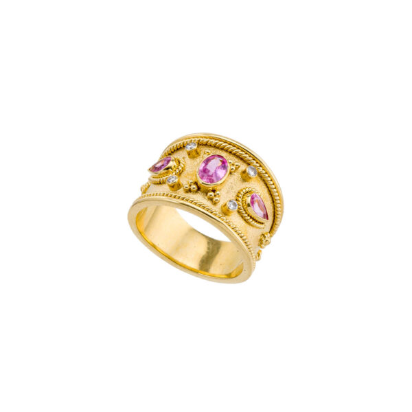 Handmade Gold Ring with Sapphires R152214-k
