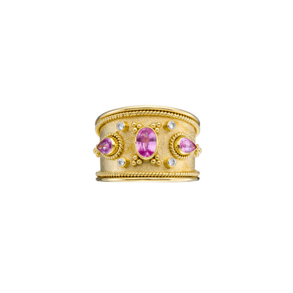 Handmade Gold Ring with Sapphires R152214-k a