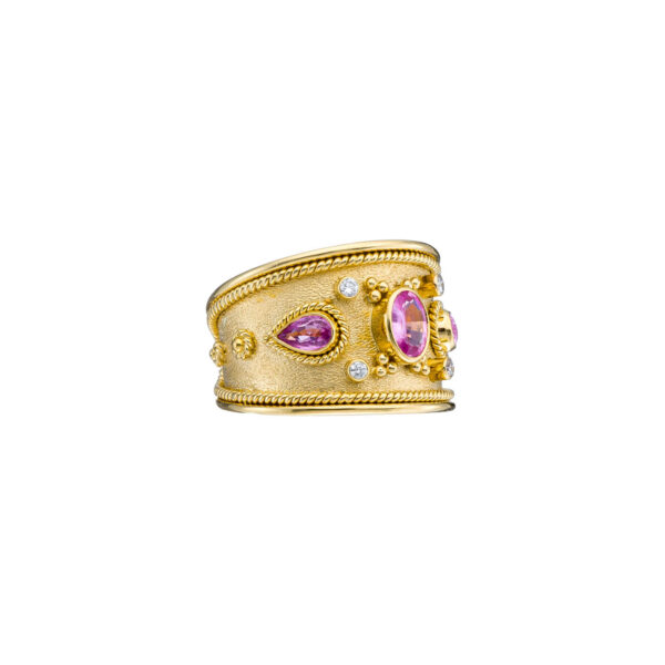 Handmade Gold Ring with Sapphires R152214-k b