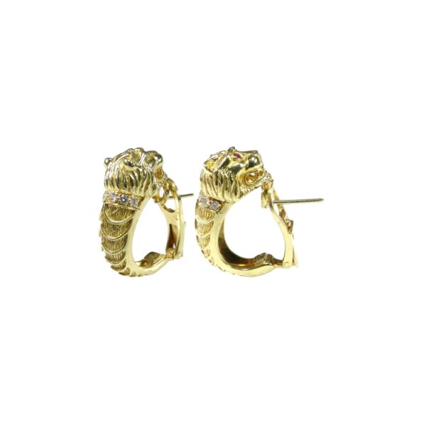 Lion Head Half Hoop Earrings