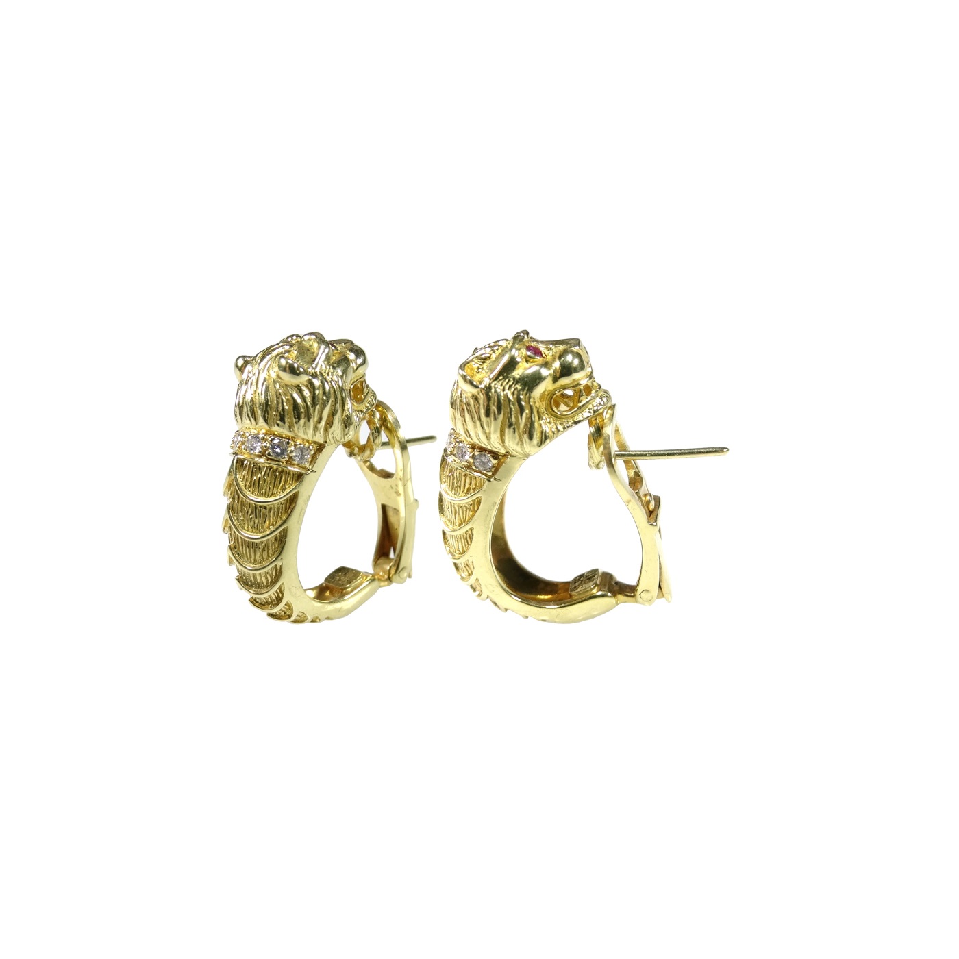 Lion Head Half Hoop Earrings