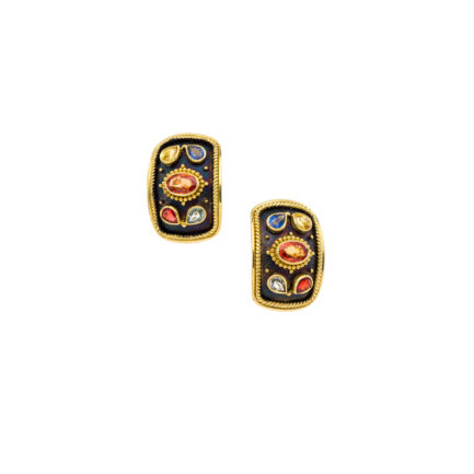 Multi Gemstone Byzantine Clips Earrings E152807-k