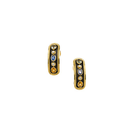 Multi-Gemstone Earrings in 18k