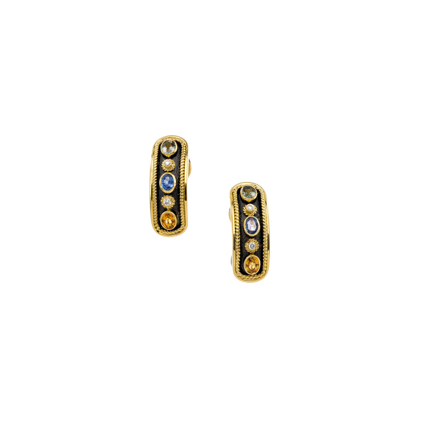 Multi-Gemstone Earrings in 18k