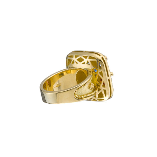 Multi Sapphire Square Gold Ring R152223-k c