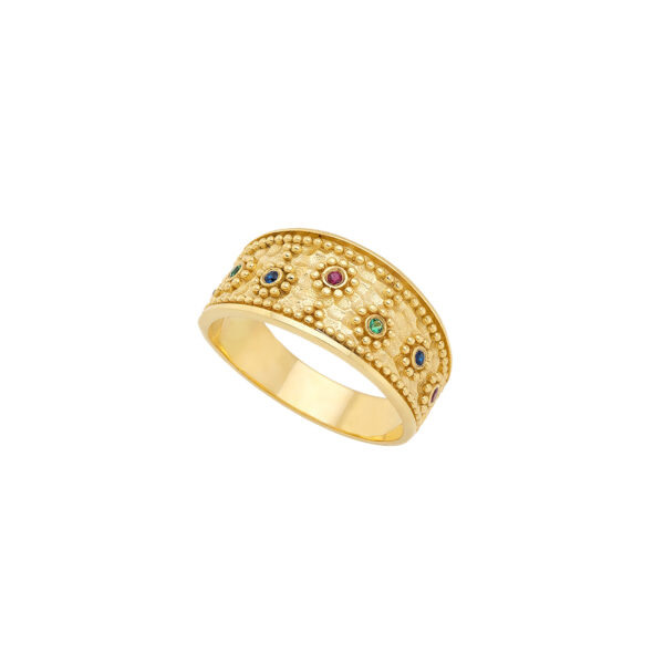 Multi Stone Byzantine Band Ring R153170-A